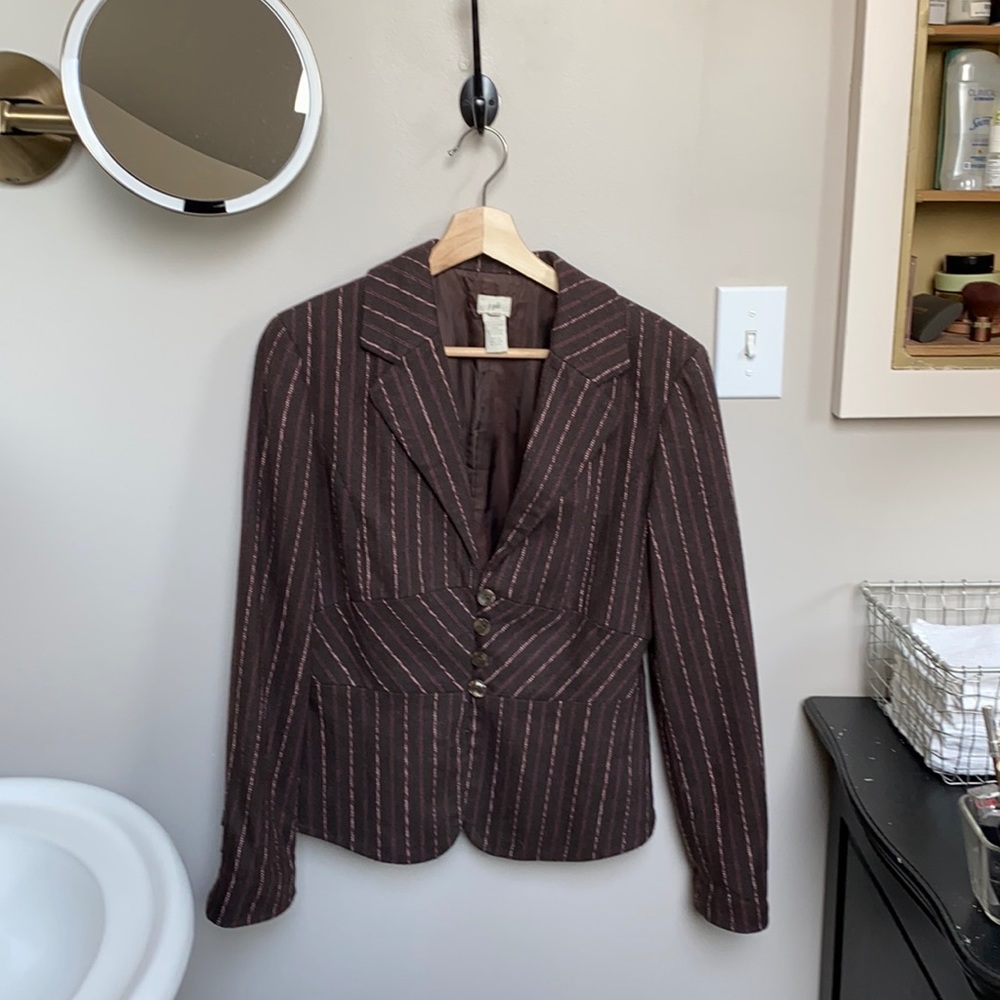 J Jill Brown and Pink Pin Stripes Size 6 Blazer